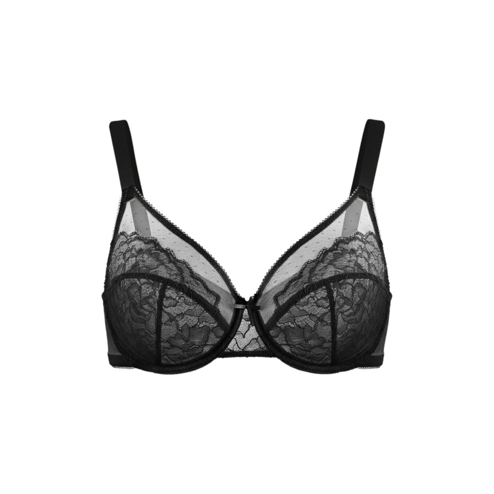 HSIA Enchante Unlined Non-padded Lace Underwire Bra Black 34DD NEW